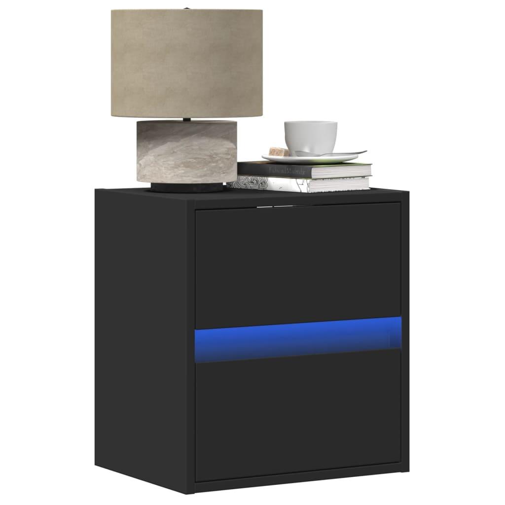 Væghængte tv-borde 2 stk. med LED-lys 41x31x45 cm sort