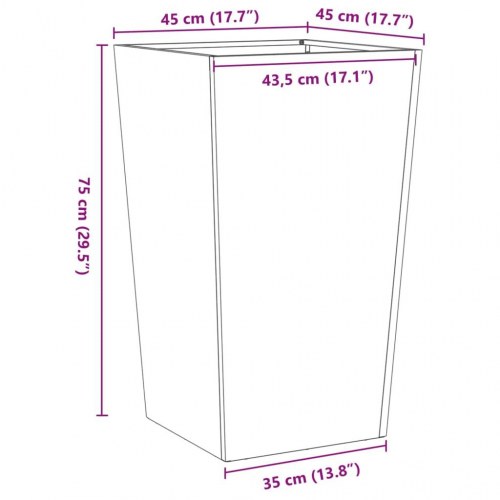 Plantekrukke 45 x 45 x 75 cm i galvaniseret stål