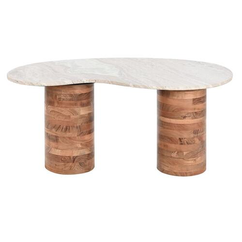 Sofabord Home ESPRIT Hvid Brun Grå Marmor Mangotræ 86 x 48 x 39 cm