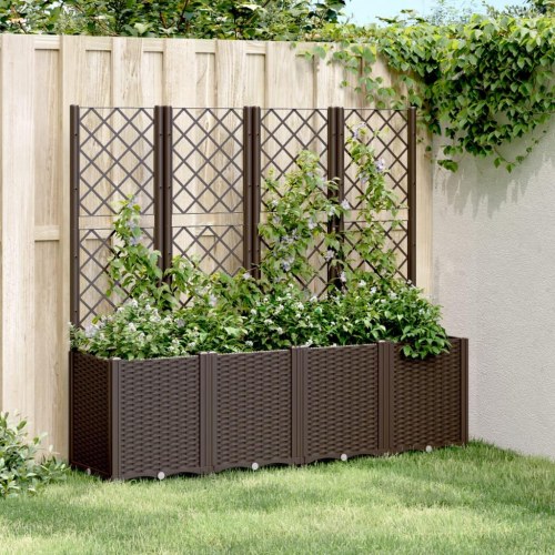 Plantekasse med espalier 160 x 40 x 140 cm - brun
