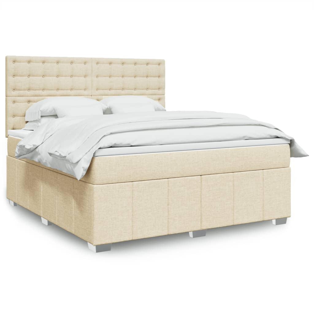 Kontinentalseng med madras 180×200 cm - stof, cremefarvet