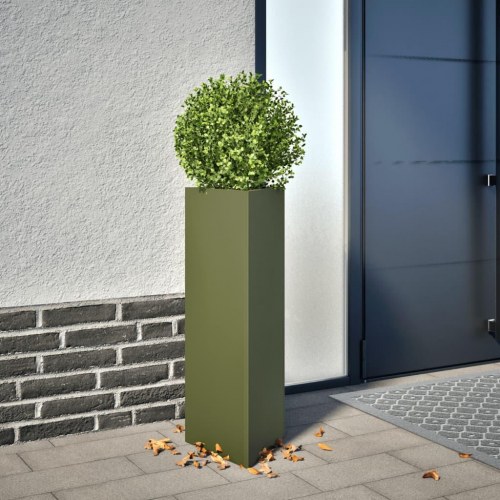 Plantekrukke trekantet i stål - 30×26×75 cm, olivengrøn