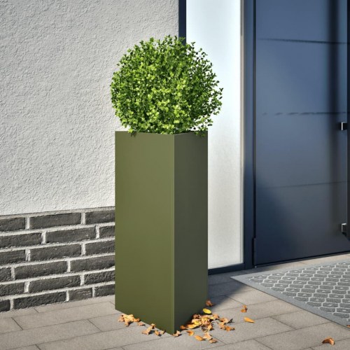 Trekantet plantekrukke i stål 40 × 34,5 × 75 cm - olivengrøn