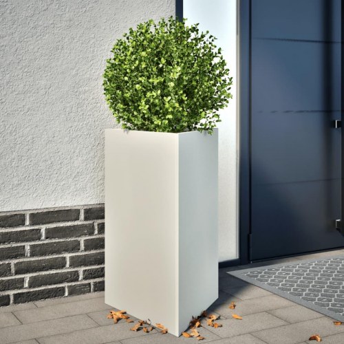 Trekantet plantekrukke i stål - 50 × 43 × 75 cm, hvid