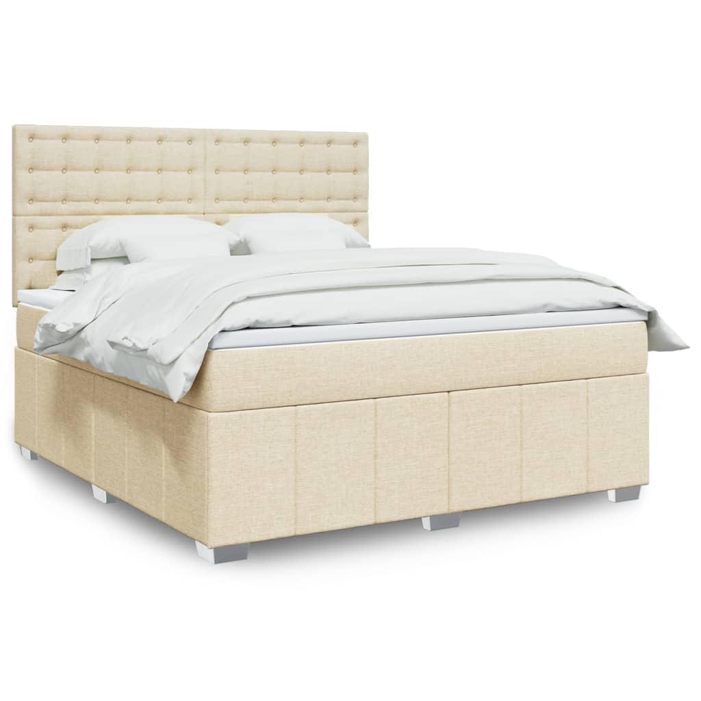 Kontinentalseng Med Madras Stof Farvet Creme - knapper / 180 x 200 cm