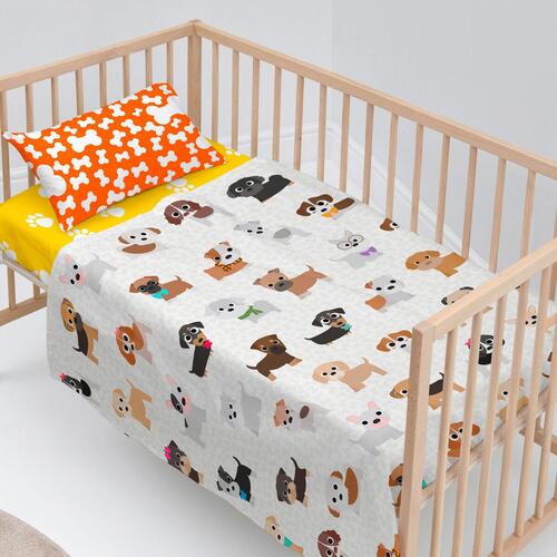 Sengetøj til tremmeseng HappyFriday Multifarvet Vugge til baby Hund 2 Dele