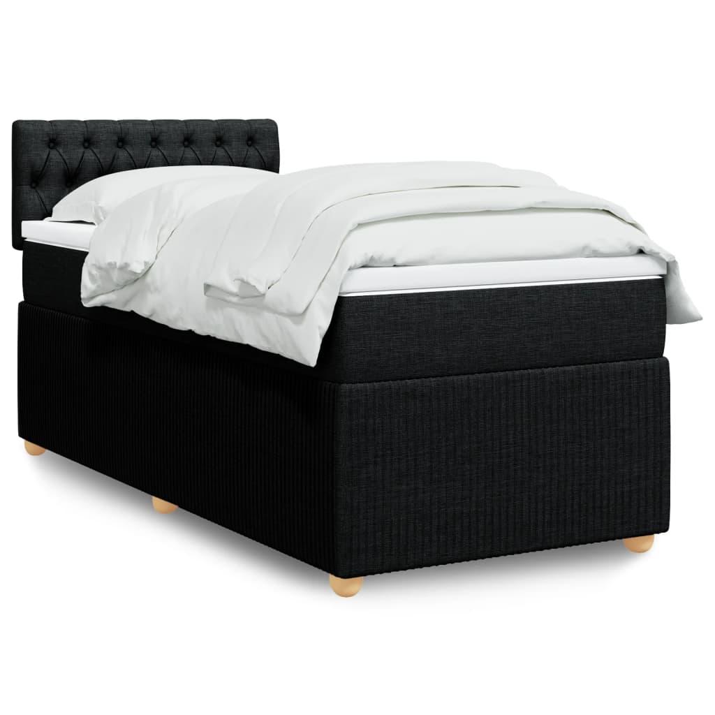 Kontinentalseng Med Madras Stof Sort - Med pynteknapper / 90 x 200 cm