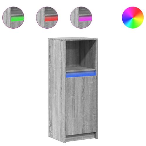 Skab med LED 38x34x100 cm konstrueret træ grå sonoma-eg