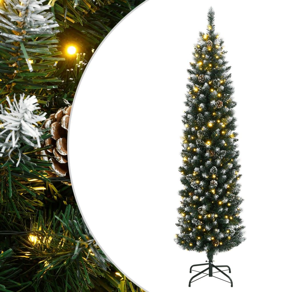 Kunstigt Smalt Juletræ Med Juletræsfod Pvc - med LED / 150 cm