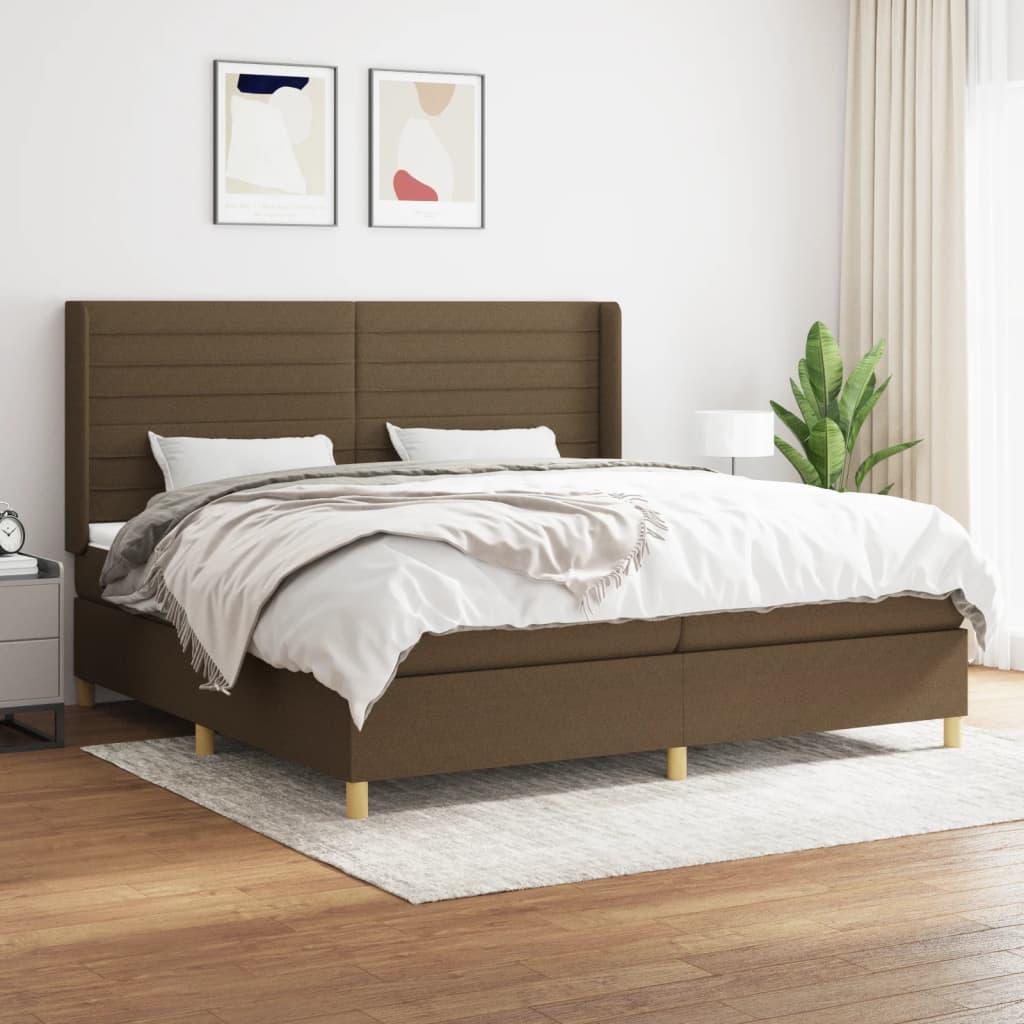 Kontinentalseng med madras 200×200 cm - stof, mørkebrun