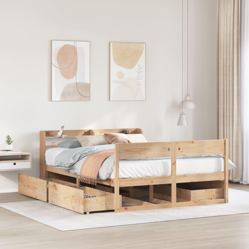 Sengeramme Uden Madras Massivt Fyrretræ - Naturfarvet / 150 x 200 cm