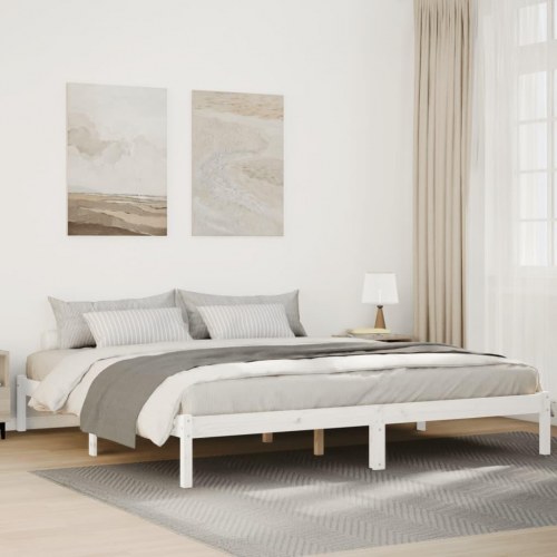 Ekstra lang sengeramme 180x220 cm - massivt fyrretræ, hvid