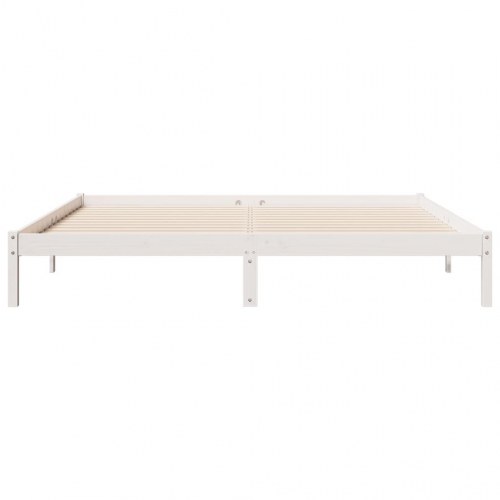 Ekstra lang sengeramme 180x220 cm - massivt fyrretræ, hvid