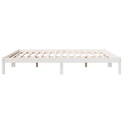 Ekstra lang sengeramme 180x220 cm - massivt fyrretræ, hvid