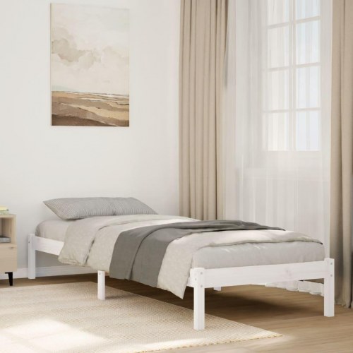 Ekstra lang sengeramme 100x220 cm - massivt fyrretræ, hvid