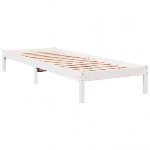 Ekstra lang sengeramme 100x220 cm - massivt fyrretræ, hvid