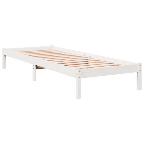 Ekstra lang sengeramme 100x220 cm - massivt fyrretræ, hvid