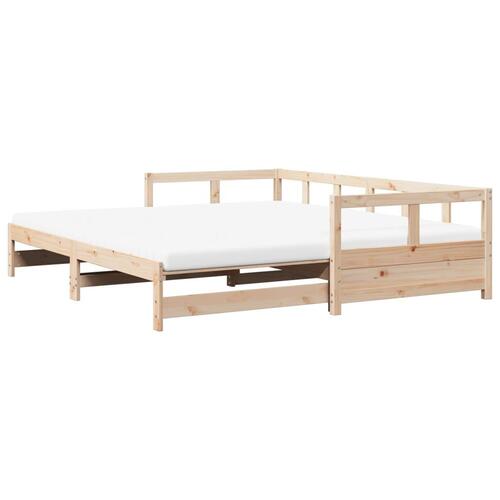 Daybed med udtræk og madrasser 90x200 cm massivt fyrretræ