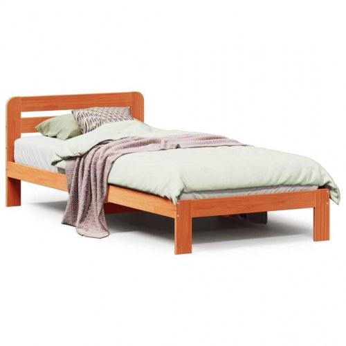 Sengeramme uden madras 75x190 cm massivt fyrretræ gyldenbrun