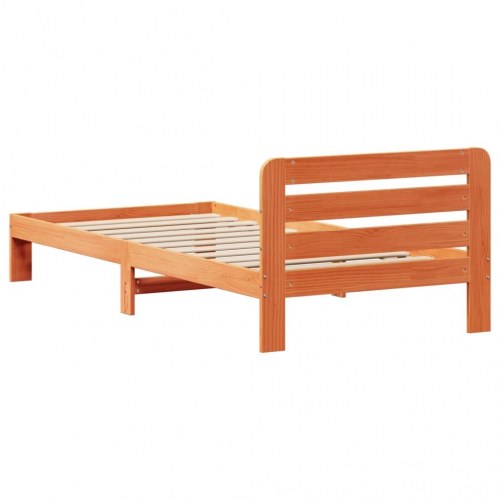 Sengeramme uden madras 75x190 cm massivt fyrretræ gyldenbrun