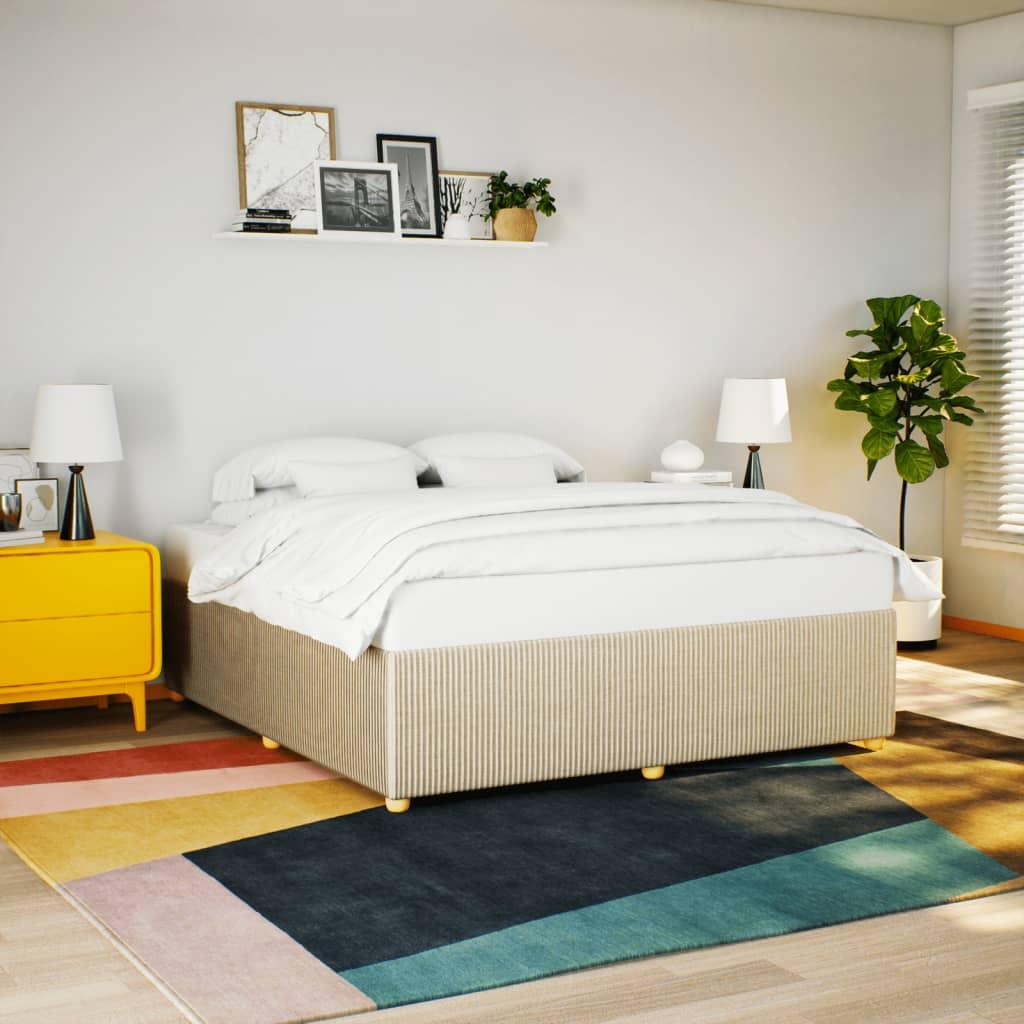 Sengeramme Uden Madras 200x200 Cm Stof Cremefarvet