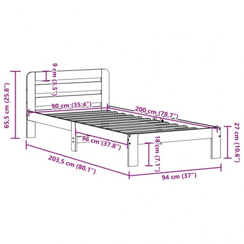 Sengeramme 90x200 cm i massivt fyrretræ