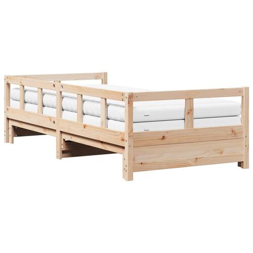 Daybed med udtræk og madrasser 80x200 cm massivt fyrretræ