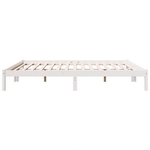Ekstra lang sengeramme 180x210 cm - massivt fyrretræ, hvid
