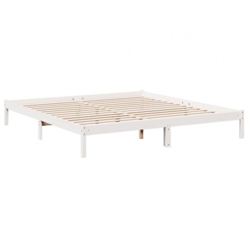 Ekstra lang sengeramme 180x210 cm - massivt fyrretræ, hvid