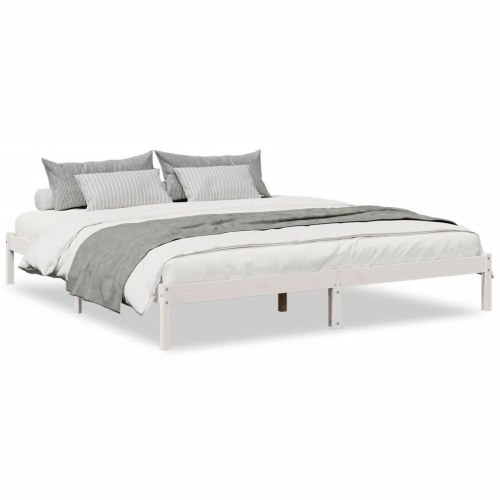 Ekstra lang sengeramme 200x210 cm - massivt fyrretræ, hvid