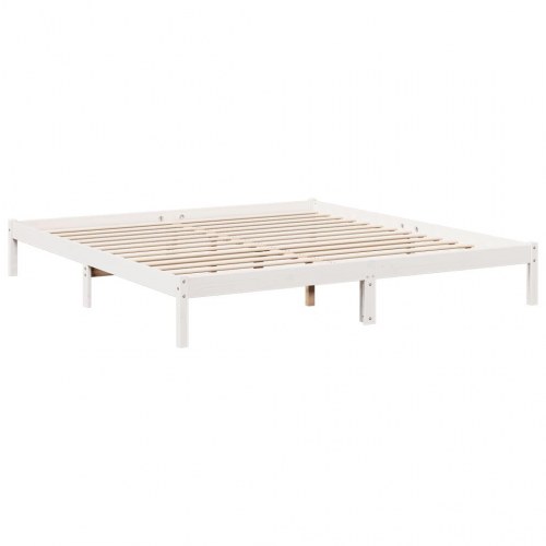 Ekstra lang sengeramme 200x210 cm - massivt fyrretræ, hvid