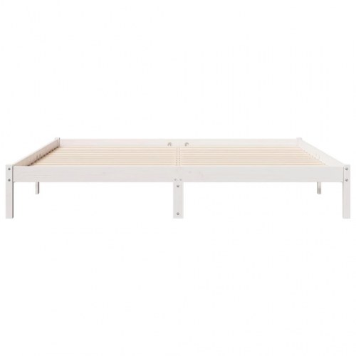 Ekstra lang sengeramme 200x210 cm - massivt fyrretræ, hvid