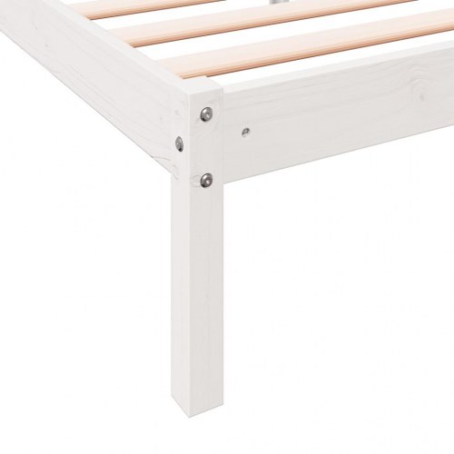 Ekstra lang sengeramme 200x210 cm - massivt fyrretræ, hvid