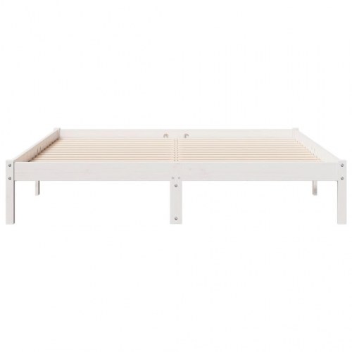Ekstra lang sengeramme 140x210 cm i massivt fyrretræ - hvid