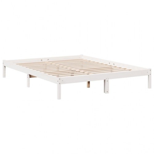 Ekstra lang sengeramme 140x210 cm i massivt fyrretræ - hvid