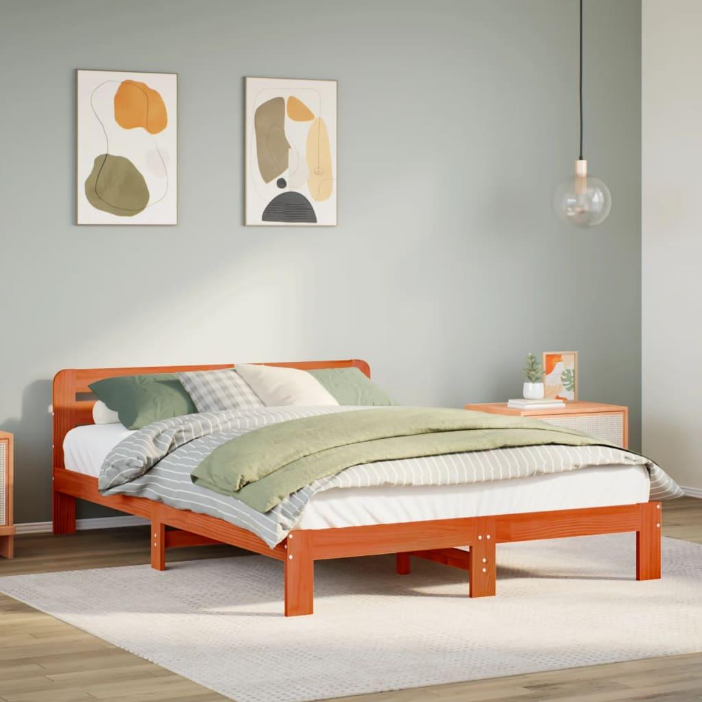 Sengeramme Uden Madras Massivt Fyrretræ - Gyldenbrun / 140 x 190 cm
