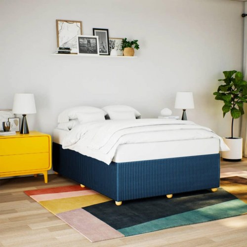 Sengeramme uden madras i stof 160 x 200 cm - blå