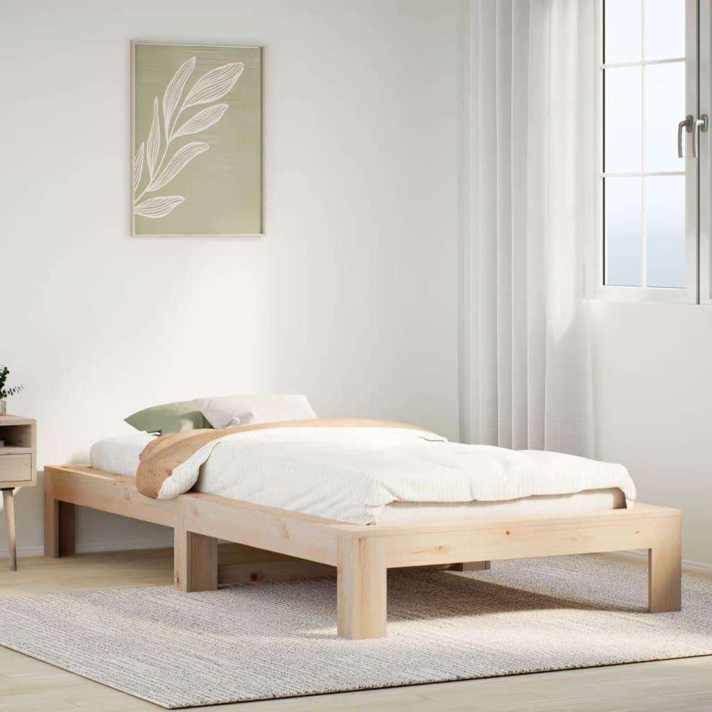Sengeramme Uden Madras Massivt Fyrretræ - Naturfarvet / 90 x 190 cm