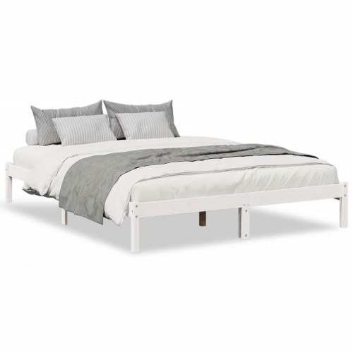 Ekstra lang sengeramme 160x210 cm - massivt fyr, hvid