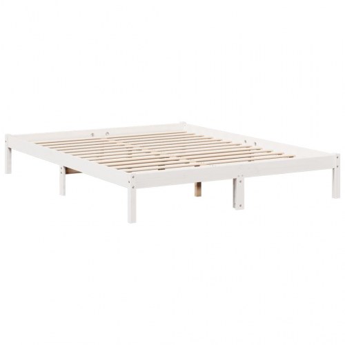 Ekstra lang sengeramme 160x210 cm - massivt fyr, hvid