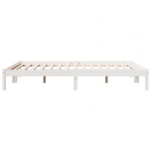 Ekstra lang sengeramme 160x210 cm - massivt fyr, hvid