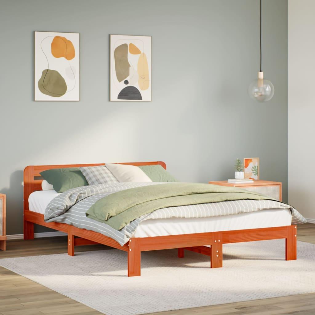 Sengeramme Uden Madras Massivt Fyrretræ - Gyldenbrun / 160 x 200 cm