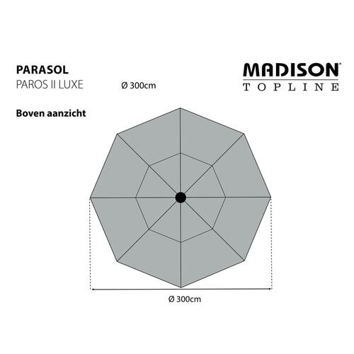 Madison parasol Paros II Luxe 300 cm grå