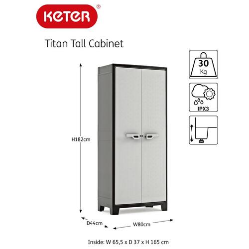 Keter opbevaringsskab med hylder Titan 182 cm sort og grå
