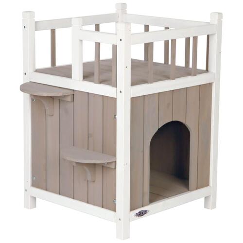 TRIXIE Natura kattehus med balkon grå og hvid