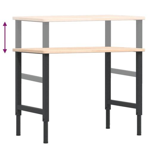 Arbejdsbænk 100x60x(71,5-98) cm massivt egetræ rektangulær