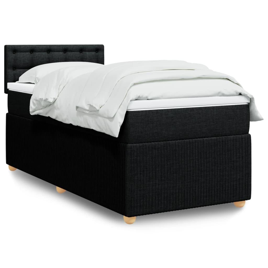 Kontinentalseng med madras og topmadras 80x200 cm - stof, sort