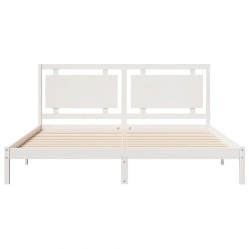 Sengeramme i massivt fyrretræ 200 x 220 cm uden madras - hvid