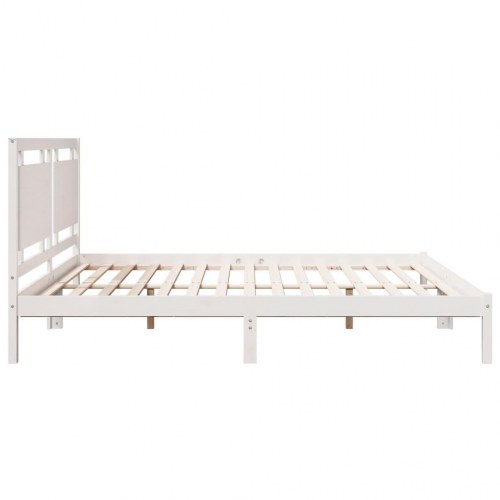 Sengeramme i massivt fyrretræ 200 x 220 cm uden madras - hvid