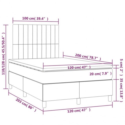 Kontinentalseng med LED-lys 120×200 cm - fløjl, mørkegrøn